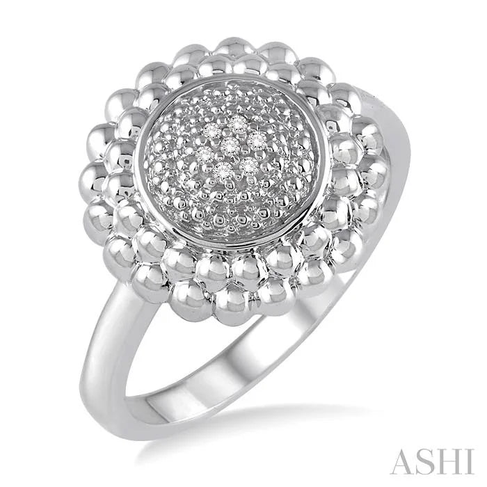 Silver Bead Bijoux Round Diamond Ring