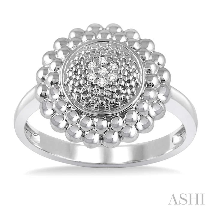 Silver Bead Bijoux Round Diamond Ring