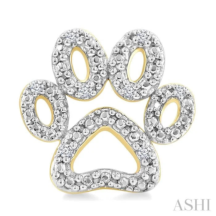 Gold Vermeil Dog Paw Diamond Fashion Earrings