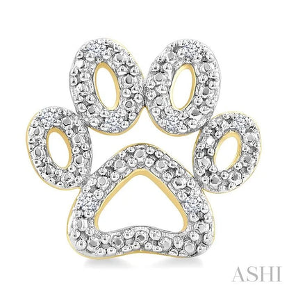 Gold Vermeil Dog Paw Diamond Fashion Earrings