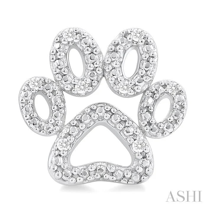 Silver Dog Paw Diamond Fashion Earrings