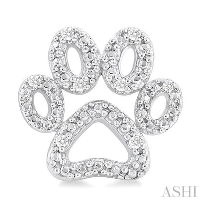 Silver Dog Paw Diamond Fashion Earrings