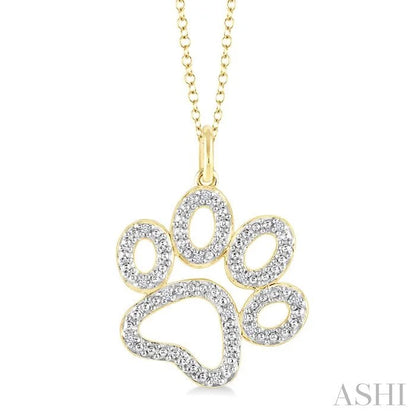 Gold Vermeil Dog Paw Diamond Fashion Pendant