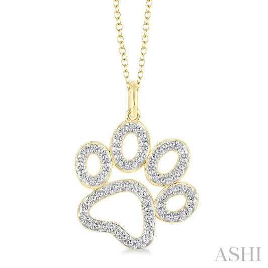 Gold Vermeil Dog Paw Diamond Fashion Pendant