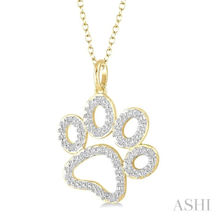 Gold Vermeil Dog Paw Diamond Fashion Pendant