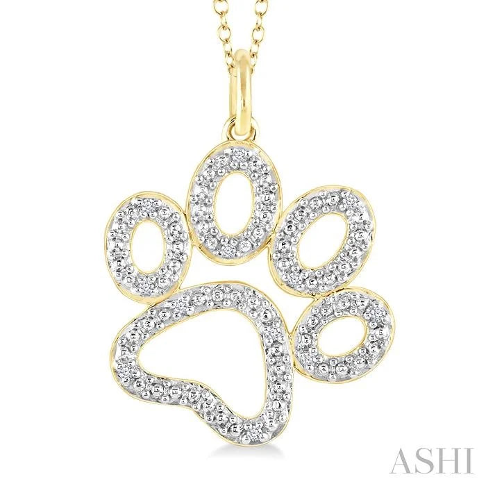 Gold Vermeil Dog Paw Diamond Fashion Pendant