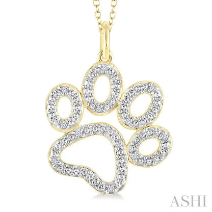 Gold Vermeil Dog Paw Diamond Fashion Pendant