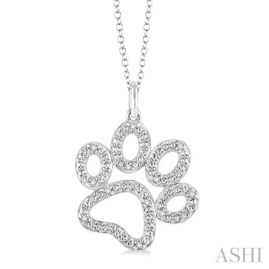 Silver Dog Paw Diamond Fashion Pendant