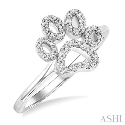 Silver Dog Paw Diamond Fashion Ring