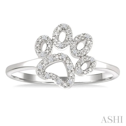 Silver Dog Paw Diamond Fashion Ring
