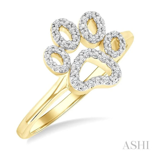 Gold Vermeil Dog Paw Diamond Fashion Ring