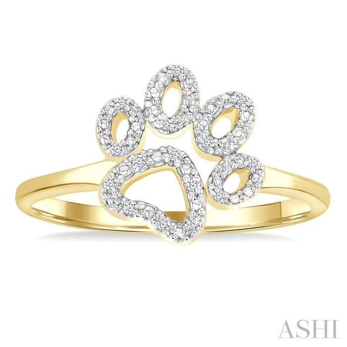 Gold Vermeil Dog Paw Diamond Fashion Ring