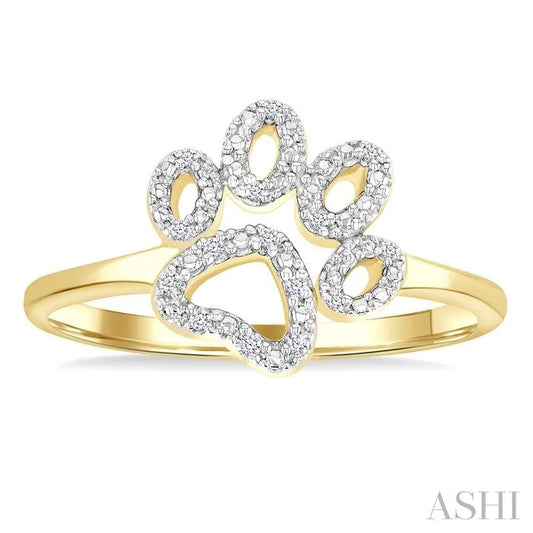 Gold Vermeil Dog Paw Diamond Fashion Ring