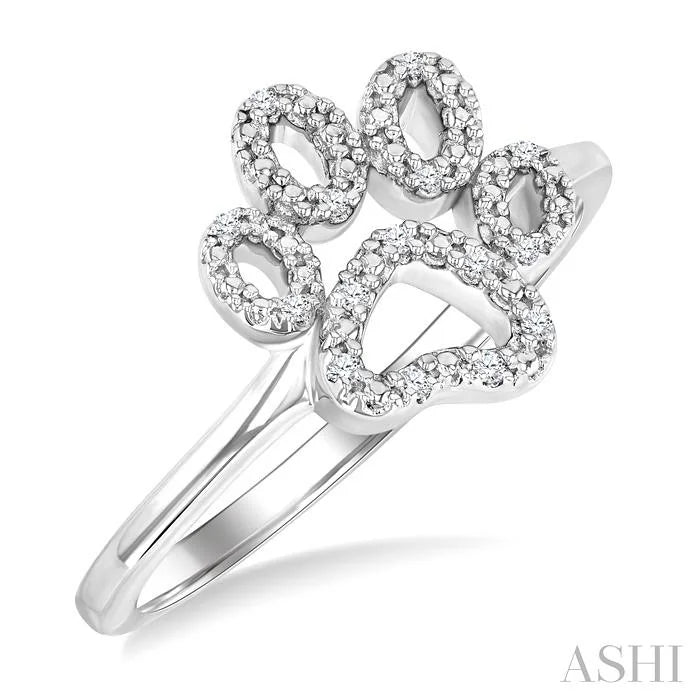 Silver Dog Paw Diamond Fashion Ring