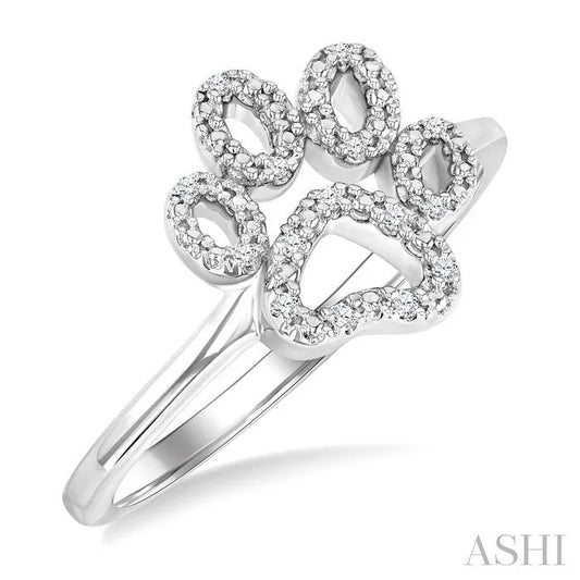 Silver Dog Paw Diamond Fashion Ring