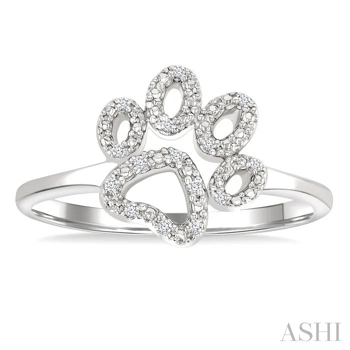 Silver Dog Paw Diamond Fashion Ring