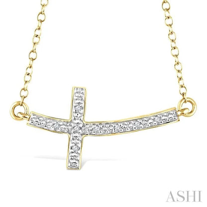 Gold Vermeil Sideway Cross Diamond Fashion Pendant
