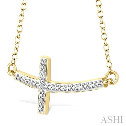 Gold Vermeil Sideway Cross Diamond Fashion Pendant