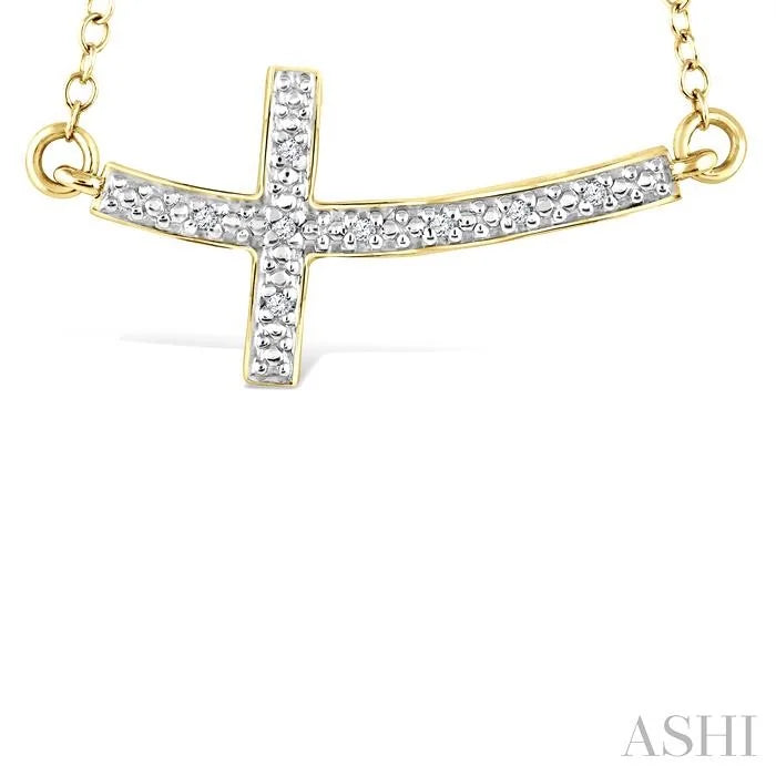 Gold Vermeil Sideway Cross Diamond Fashion Pendant