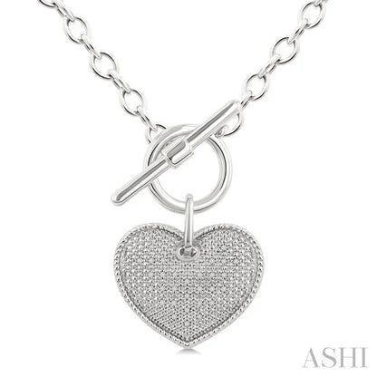 Silver Heart Toggle Diamond Fashion Necklace