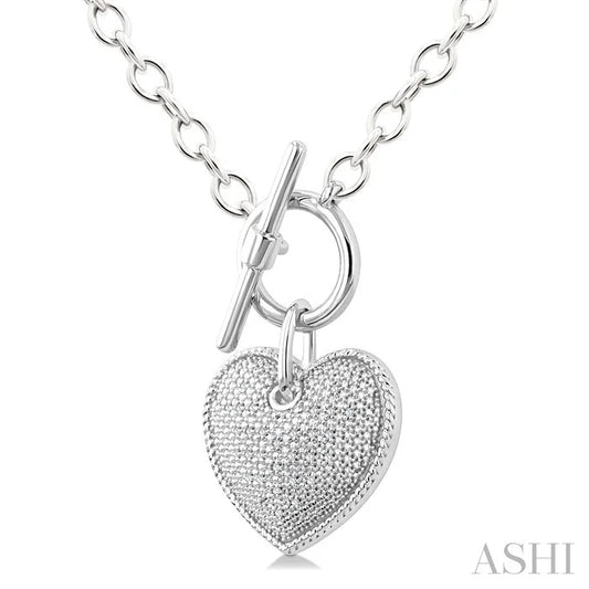 Silver Heart Toggle Diamond Fashion Necklace