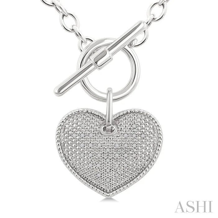 Silver Heart Toggle Diamond Fashion Necklace