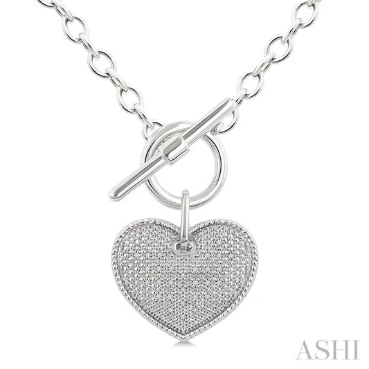 Silver Heart Toggle Diamond Fashion Necklace