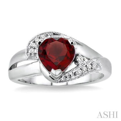 Silver Heart Shape Gemstone & Diamond Fashion Ring