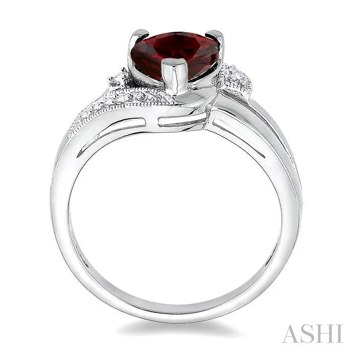 Silver Heart Shape Gemstone & Diamond Fashion Ring