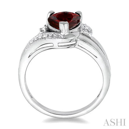 Silver Heart Shape Gemstone & Diamond Fashion Ring
