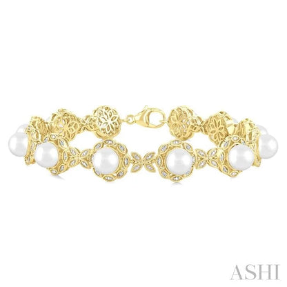 Gold Vermeil Pearl & Diamond Bracelet