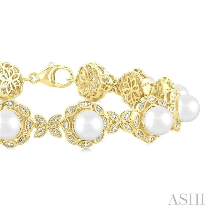 Gold Vermeil Pearl & Diamond Bracelet