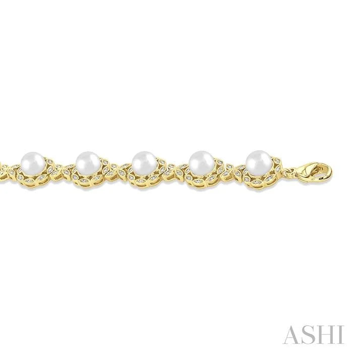 Gold Vermeil Pearl & Diamond Bracelet