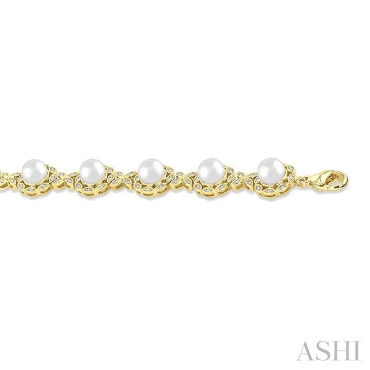 Gold Vermeil Pearl & Diamond Bracelet