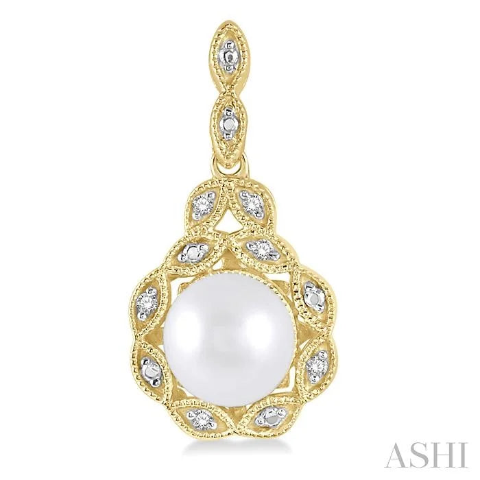 Gold Vermeil Pearl & Diamond Earrings