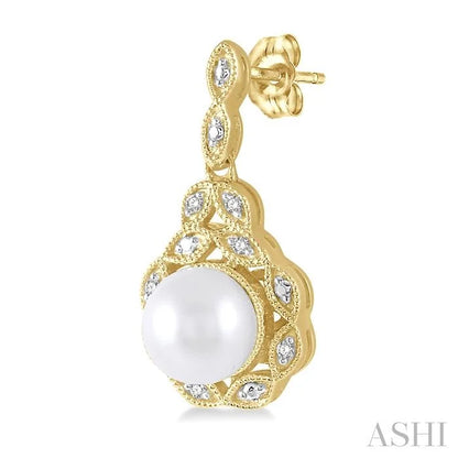 Gold Vermeil Pearl & Diamond Earrings