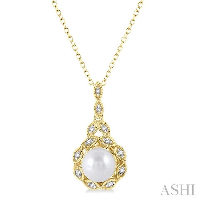 Gold Vermeil Pearl & Diamond Pendant