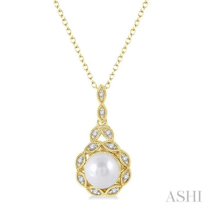 Gold Vermeil Pearl & Diamond Pendant
