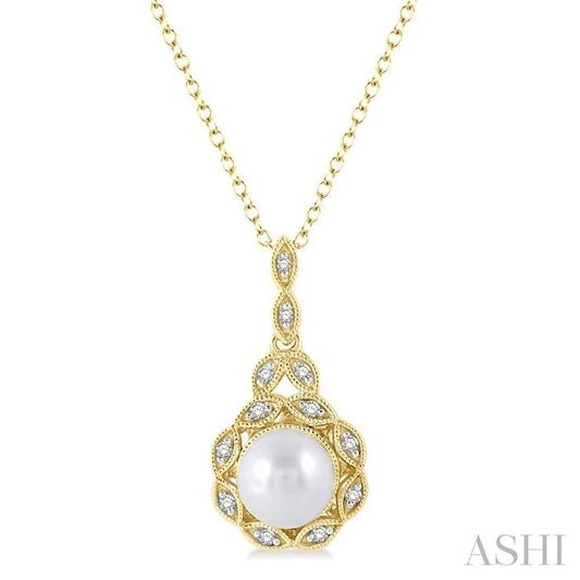 Gold Vermeil Pearl & Diamond Pendant