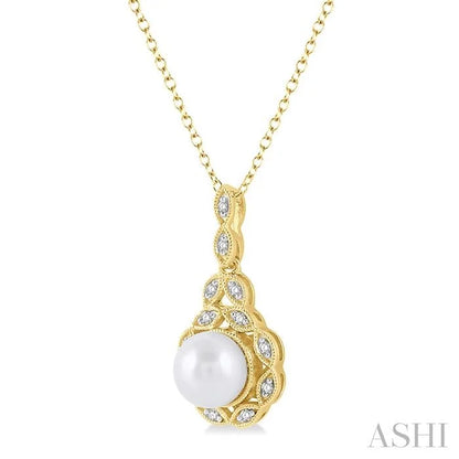 Gold Vermeil Pearl & Diamond Pendant