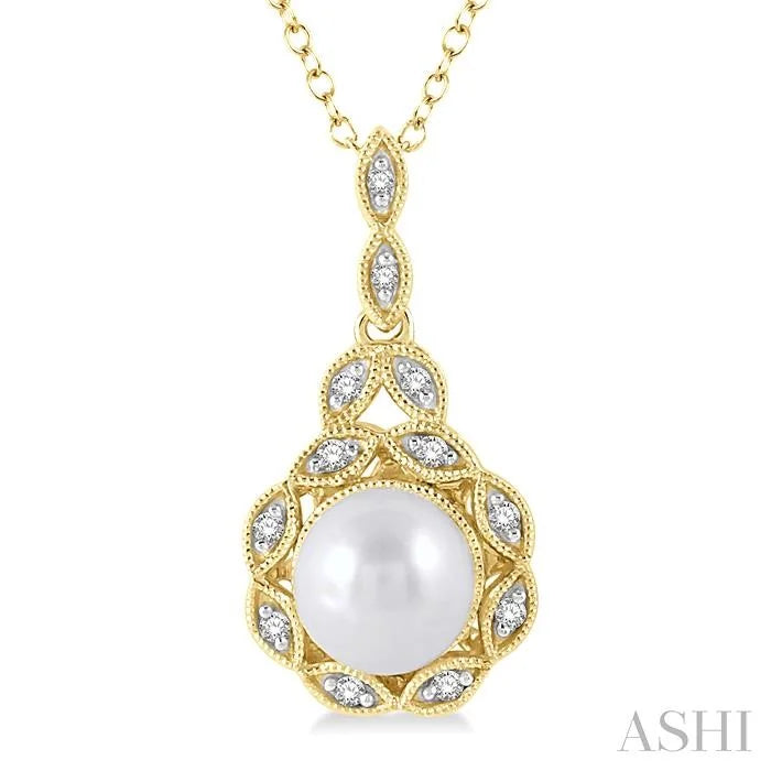 Gold Vermeil Pearl & Diamond Pendant
