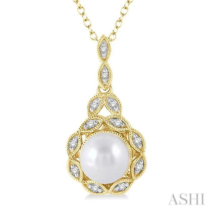 Gold Vermeil Pearl & Diamond Pendant
