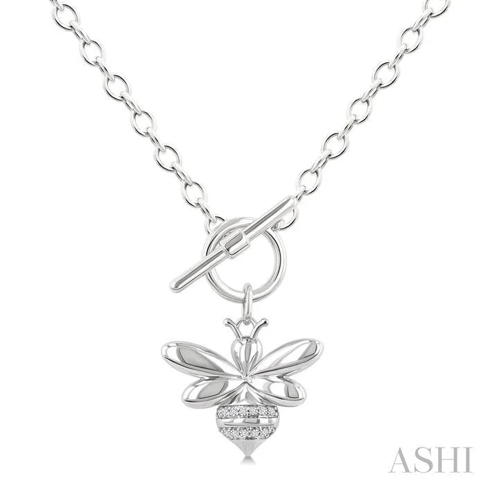 Silver Bumble Bee Toggle Diamond Fashion Necklace