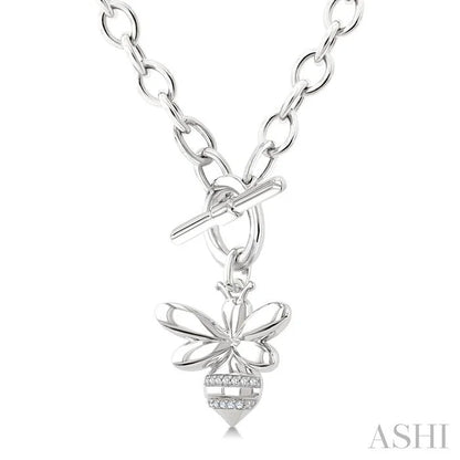 Silver Bumble Bee Toggle Diamond Fashion Necklace
