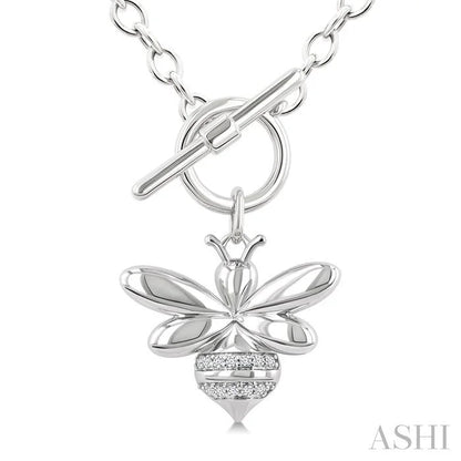Silver Bumble Bee Toggle Diamond Fashion Necklace