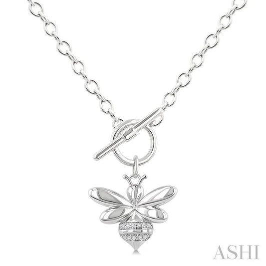 Silver Bumble Bee Toggle Diamond Fashion Necklace
