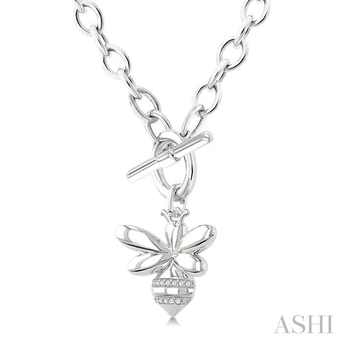Silver Bumble Bee Toggle Diamond Fashion Necklace