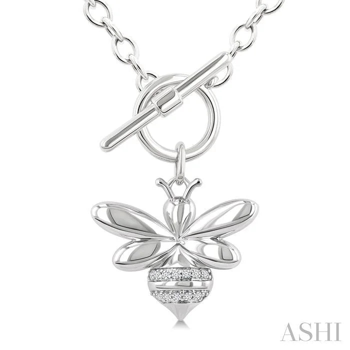 Silver Bumble Bee Toggle Diamond Fashion Necklace