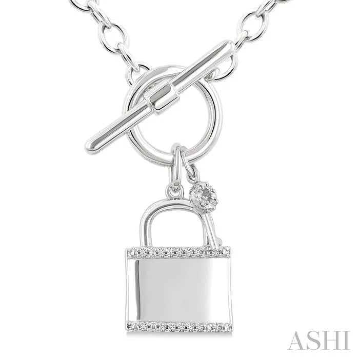 Silver Lock & Key Toggle Diamond Fashion Necklace