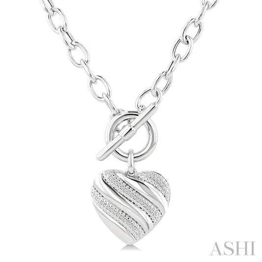Silver Heart Toggle Diamond Fashion Necklace